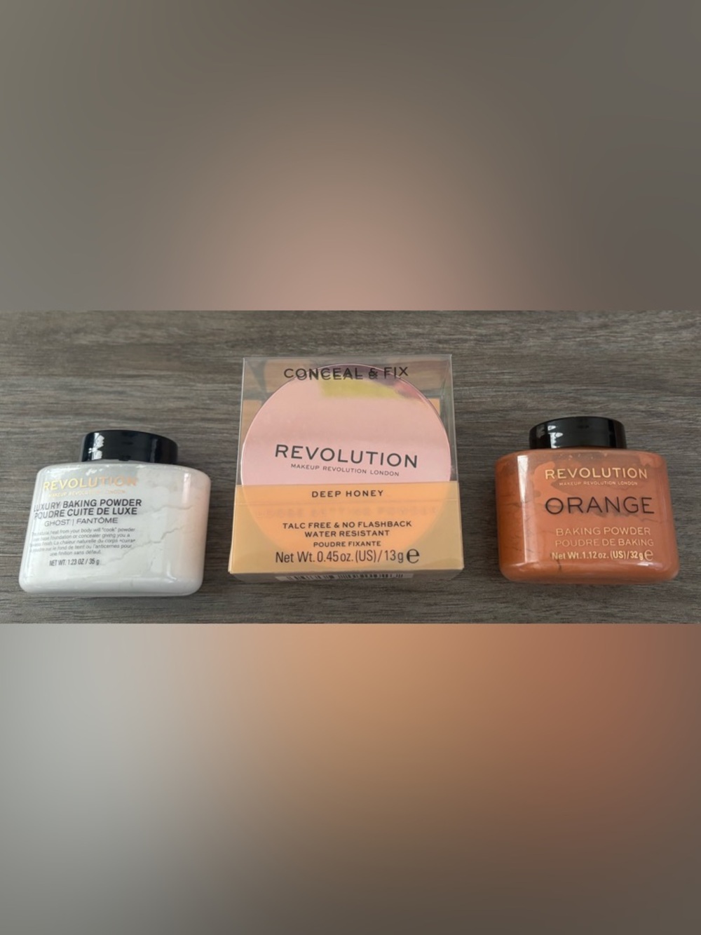 Revolution Bundle: Deep Honey Conceal & Fix, Orange & Ghost Baking Powders